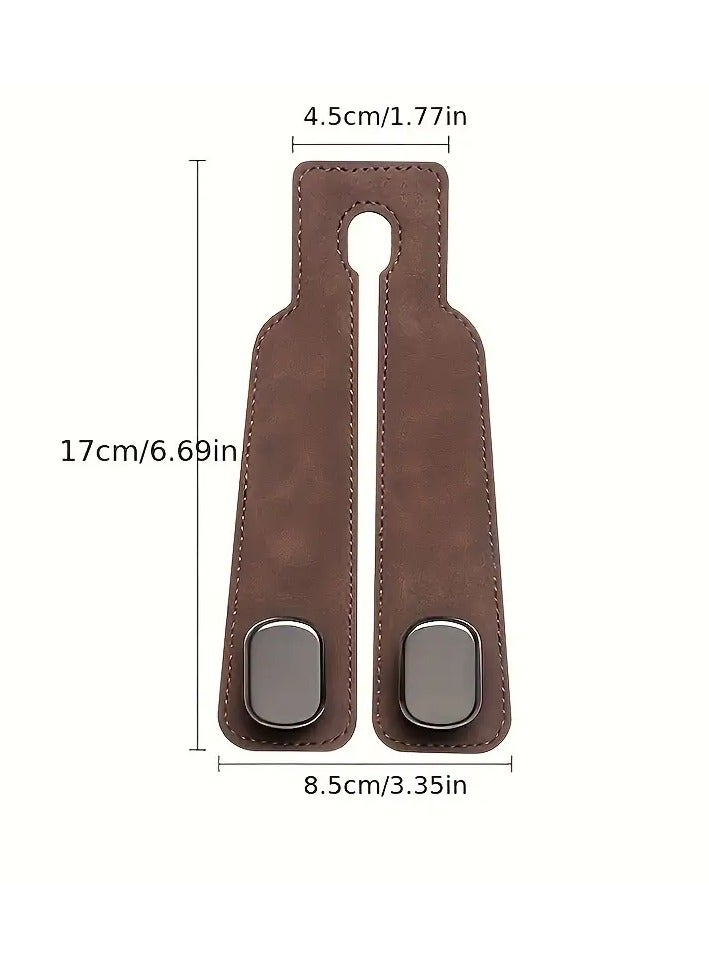 Generic Car seat headrest hook, universal double hook storage for wallet/handbag/grocery bag - anti slip design leather rear seat storage, car interior accessories  - Image 2