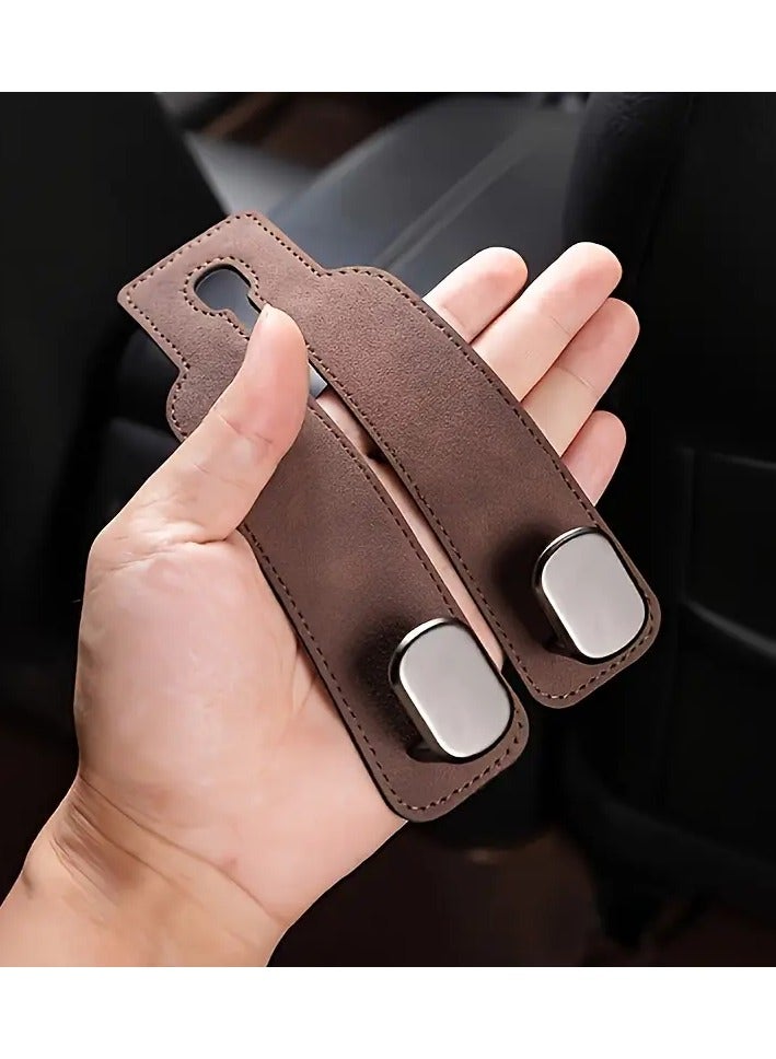 Generic Car seat headrest hook, universal double hook storage for wallet/handbag/grocery bag - anti slip design leather rear seat storage, car interior accessories  - Image 5
