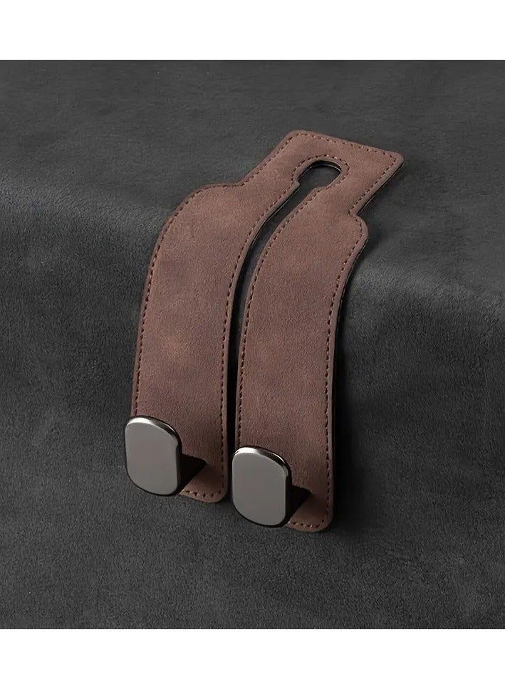 Generic Car seat headrest hook, universal double hook storage for wallet/handbag/grocery bag - anti slip design leather rear seat storage, car interior accessories  - Image 4