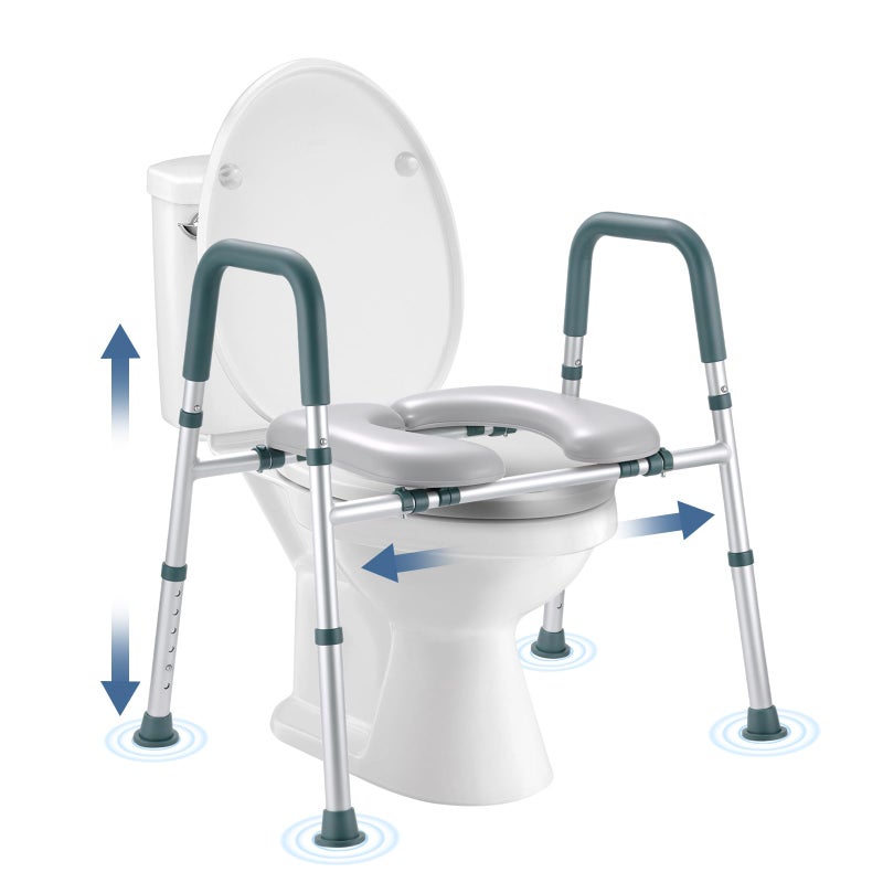Xentrawave Raised Toilet Seat with Handles, Toilet Seat Riser for Seniors with Adjustable Height & Width, 400lb Cozy Padded Elevated Toilet Seat for Elderly, Handicap and Disabled, Fit Any Toilet - Image 1