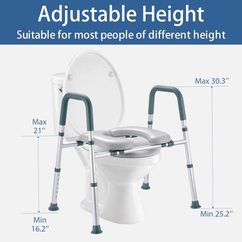 Xentrawave Raised Toilet Seat with Handles, Toilet Seat Riser for Seniors with Adjustable Height & Width, 400lb Cozy Padded Elevated Toilet Seat for Elderly, Handicap and Disabled, Fit Any Toilet - Image 4