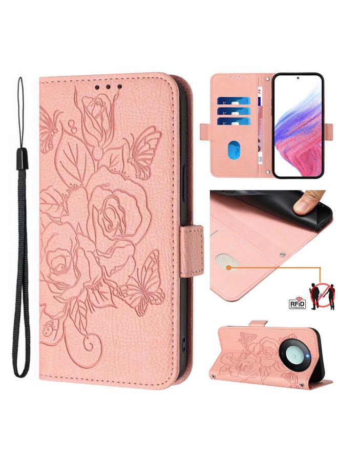 erorex Case For Honor X9c Smart 5G Embossed Rose RFID Anti-theft Leather Phone Case - Image 1
