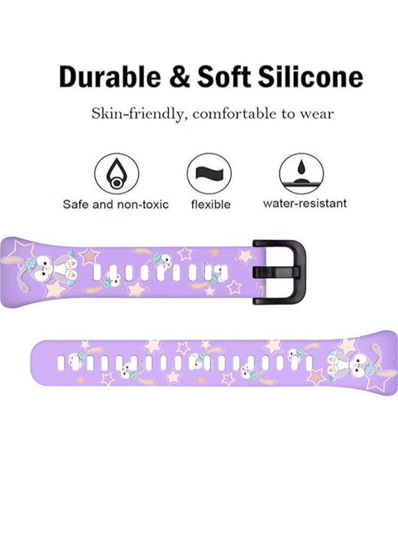 X-level Compatible with Honor Band 6/7 Huawei Band 6/6 Pro Lovely Cartoon Band Lovely Style Replacement Strap Soft Silicone Chic Cartoon Design Pattern Sports Bands for Honor Band 6/7 Huawei Band 6/6 Pro  - Image 2