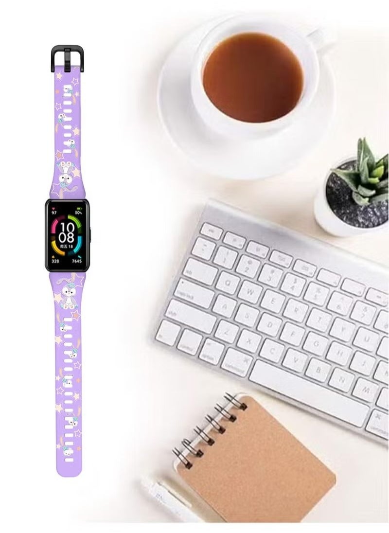 X-level Compatible with Honor Band 6/7 Huawei Band 6/6 Pro Lovely Cartoon Band Lovely Style Replacement Strap Soft Silicone Chic Cartoon Design Pattern Sports Bands for Honor Band 6/7 Huawei Band 6/6 Pro  - Image 5
