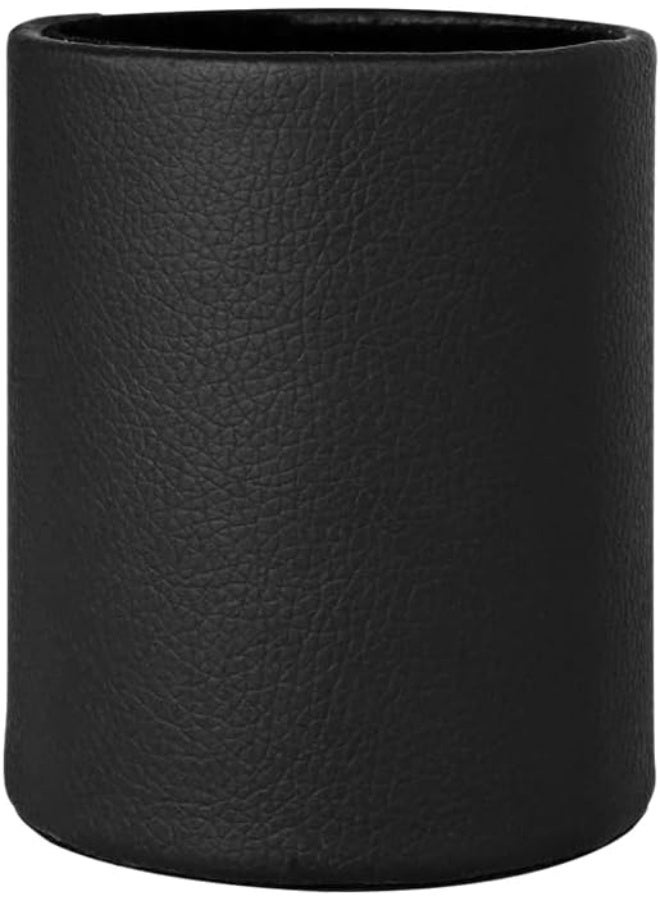 Pen Pencil Holder Cup Container PU Leather Desk Organizer Stand Decor Brush Scissor Holder Decoration Office Desk Home School (3.3" x 3.3" x 4", Black) - Image 4