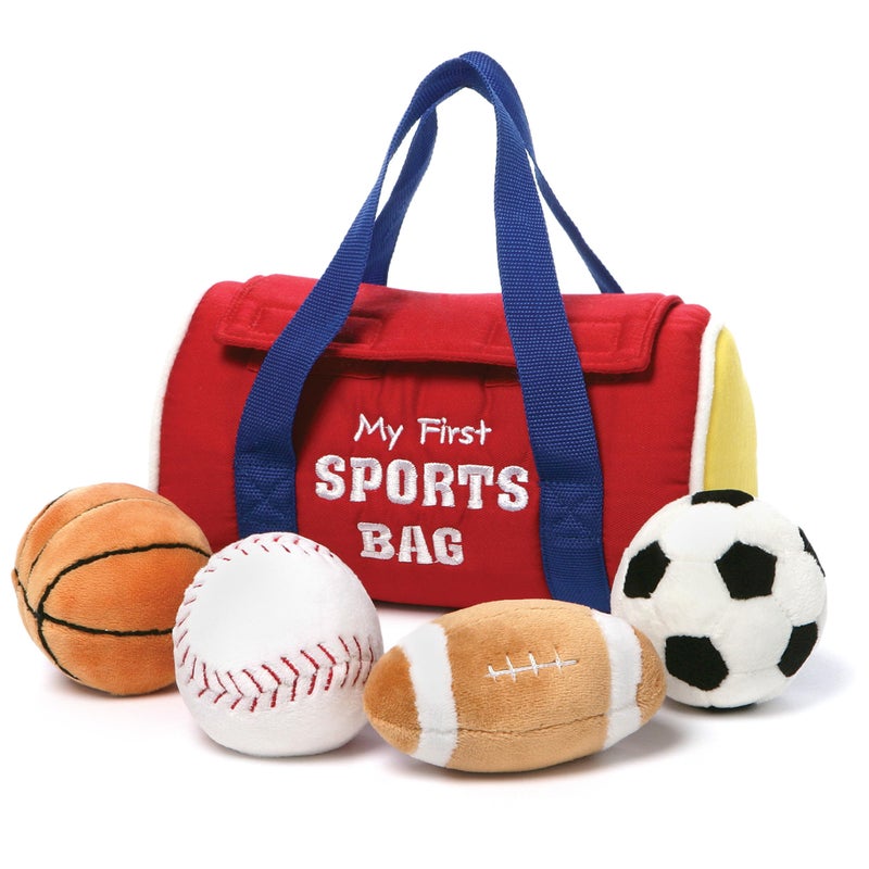 GUND Baby GUND My First Sports Bag Stuffed Plush Playset, Baby Gift Toys for Boys and Girls Ages 1 & Up, 5 Piece, 8" - Image 1