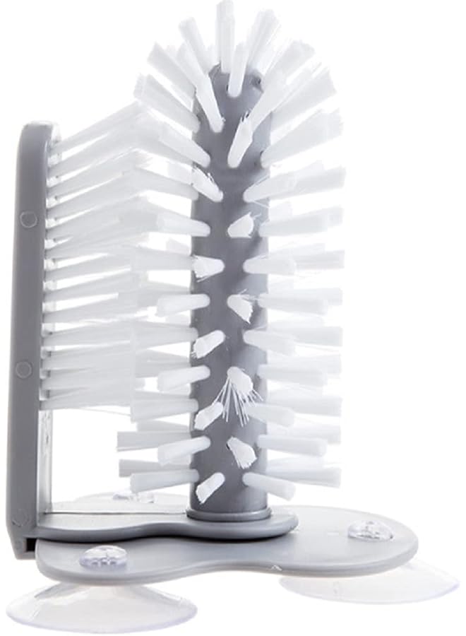promass Glass Washer with Double Sided Bristle Brush, Water Bottle Cleaning Brush Bristle with Suction Base, for Beer Cup, Long Leg Cup, Red Wine Glass and More Bar Kitchen Sink Home Tools - Image 1