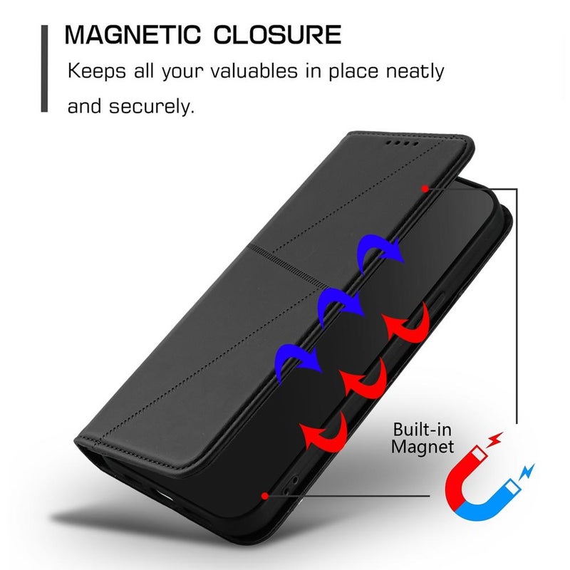 HuHa Case Cover For Infinix Note 50x Strong Magnetic Frosted Flip Leather Phone Case(Black) - Image 5