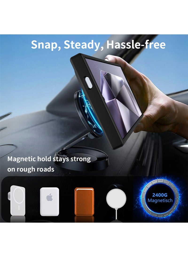 Samsung S24 Ultra Case, Compatible with MagSafe, Magnetic Cover with Invisible Stand, Translucent Matte Back Shockproof S24 Ultra Cover, Slim Full Protection Samsung Galaxy S24 Ultra Back Cover (Black) - Image 4