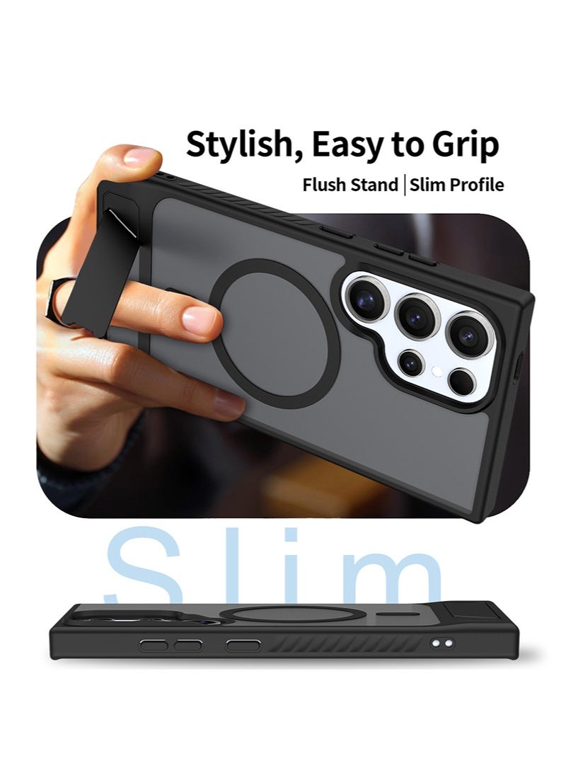 Samsung S24 Ultra Case, Compatible with MagSafe, Magnetic Cover with Invisible Stand, Translucent Matte Back Shockproof S24 Ultra Cover, Slim Full Protection Samsung Galaxy S24 Ultra Back Cover (Black) - Image 5