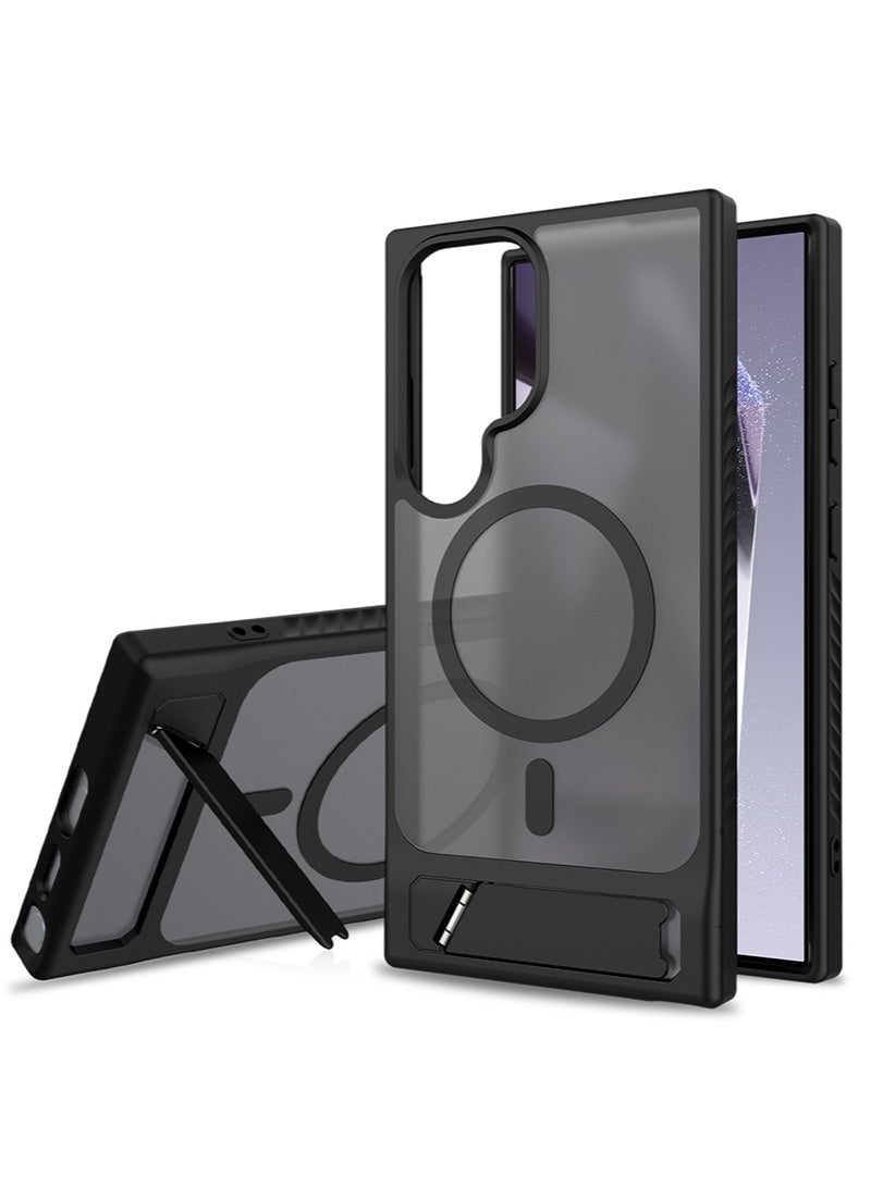 Samsung S24 Ultra Case, Compatible with MagSafe, Magnetic Cover with Invisible Stand, Translucent Matte Back Shockproof S24 Ultra Cover, Slim Full Protection Samsung Galaxy S24 Ultra Back Cover (Black) - Image 1