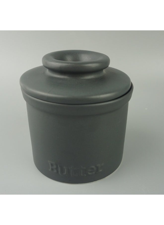 NIBEMINENT Elegant Ceramic Butter Dish Set with Lid Black Butter Box 