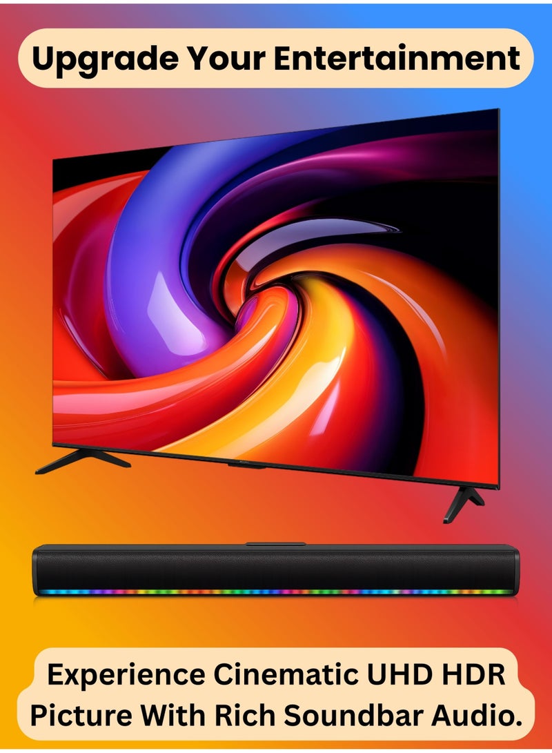 ROWA 75‑Inch R55 4K Ultra HD Google Smart TV + 2.0 Channel Soundbar Home Entertainment Bundle | 75 Inch HDR Smart TV With HDR 10, Dolby Audio, MEMC, Game Master (International Version) 75R55+SOUNDBAR Black - Image 3
