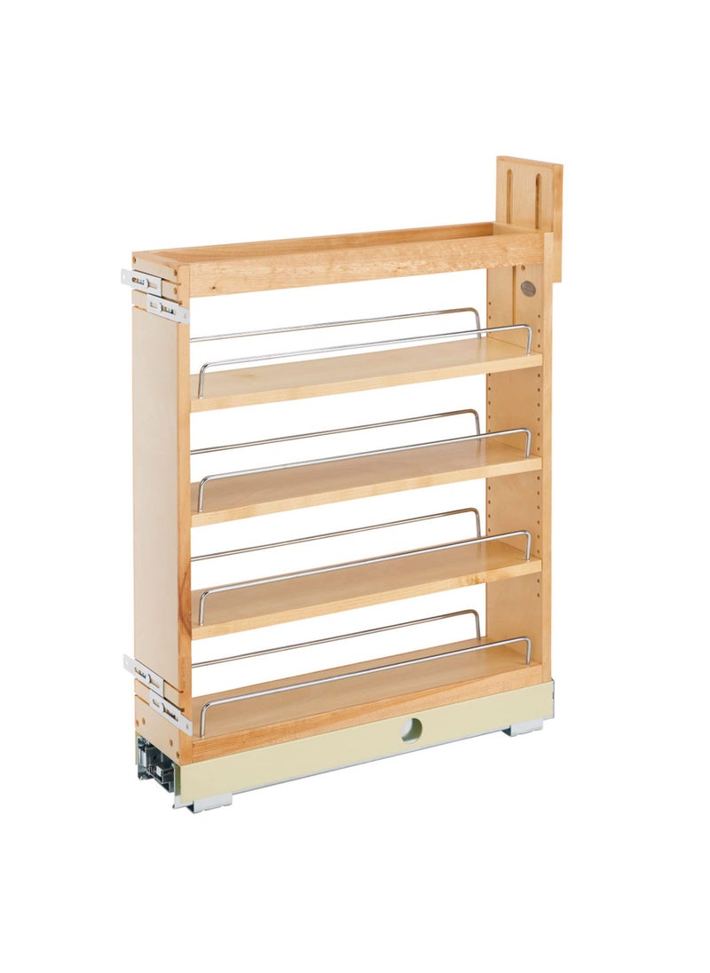 Rev-A-Shelf RevAShelf 5 Pullout Shelf Organizer for Kitchen and Bathroom Base Cabinets Wooden Slide Out SpiceMedicine Rack with SoftClose 448BCBBSC5C 