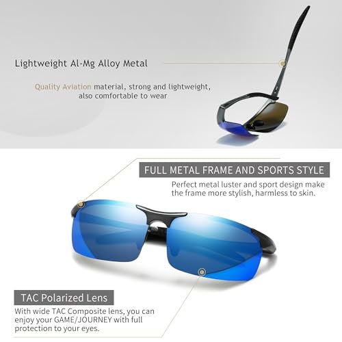 SUNGAIT Men's HD Polarized Sunglasses for Driving Fishing Cycling Running Metal Frame UV400 SGT177-QBL - Image 4