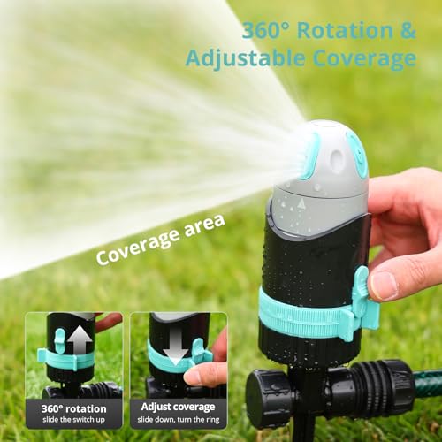 QUOBAS 360° Rotating Sprinkler for Yard, 4 Spray Modes with Mist & Shower, Heavy Duty Metal Spike Lawn Sprinkler for Garden Plants, Flower Bed, Outdoor Yard, Patio - Image 3