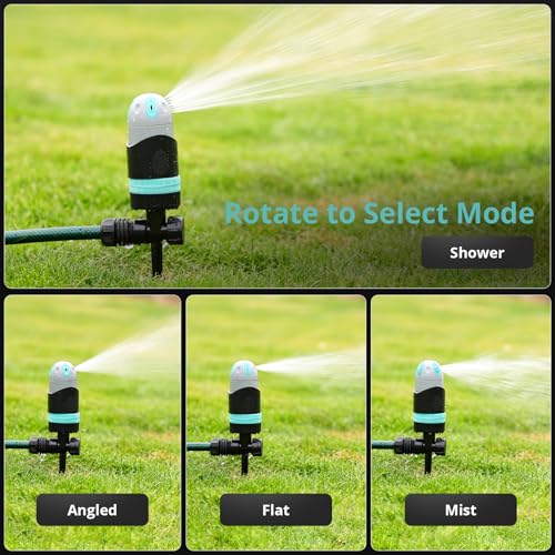 QUOBAS 360° Rotating Sprinkler for Yard, 4 Spray Modes with Mist & Shower, Heavy Duty Metal Spike Lawn Sprinkler for Garden Plants, Flower Bed, Outdoor Yard, Patio - Image 5