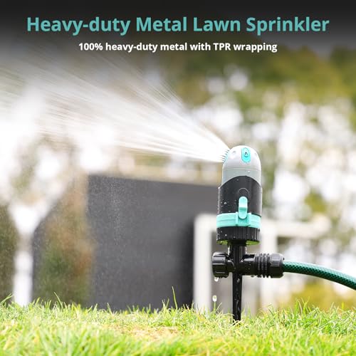 QUOBAS 360° Rotating Sprinkler for Yard, 4 Spray Modes with Mist & Shower, Heavy Duty Metal Spike Lawn Sprinkler for Garden Plants, Flower Bed, Outdoor Yard, Patio - Image 2