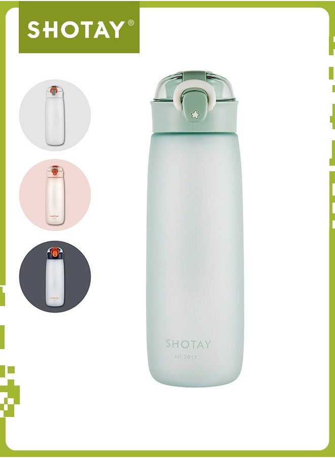 SHOTAY SHOTAY 600 ML Kids & Adults Water Bottles Reusable Leak Proof BPA-Free with Lockable & Fast Flow, One Click Open. For Children School, Office, Gym, Outdoor and Sports Black.  - Image 1