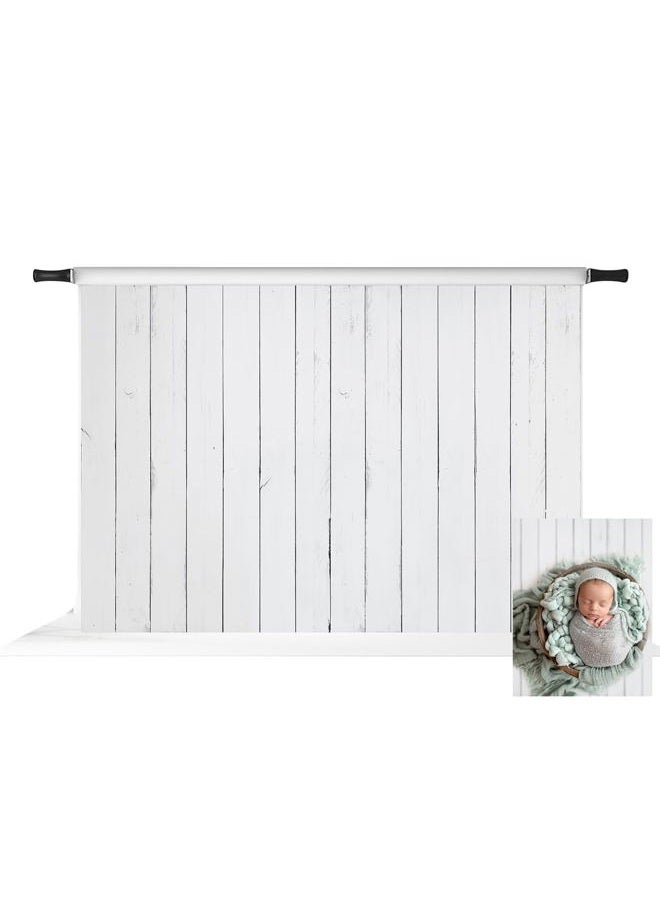 Kate 7x5ft White Wood Shiplap Photography Backdrop Vintage White Wood Photo Background Photo Studio Props - Image 1