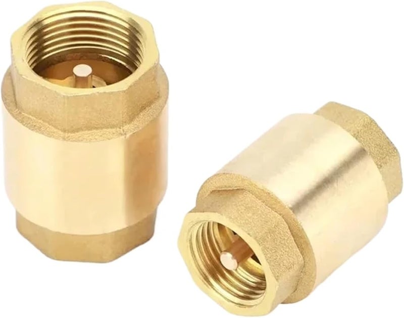 صمام فحص نحاسي أحادي الاتجاه في الخط، خيط أنثوي 3/4 بوصة، 5 قطع، للتحكم في الماء ومنع التدفق العكسي - Image 1