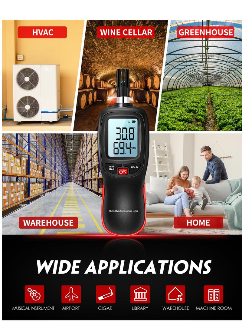 Excefore - WT83 Temperature Humidity Meter, High Precision Thermometer Hygrometer with Ambient Dew Point Wet Bulb Temperature Indoor Outdoor, Max/Min Data Hold, 1000 Sets Data Log, Batteries Included - Image 1
