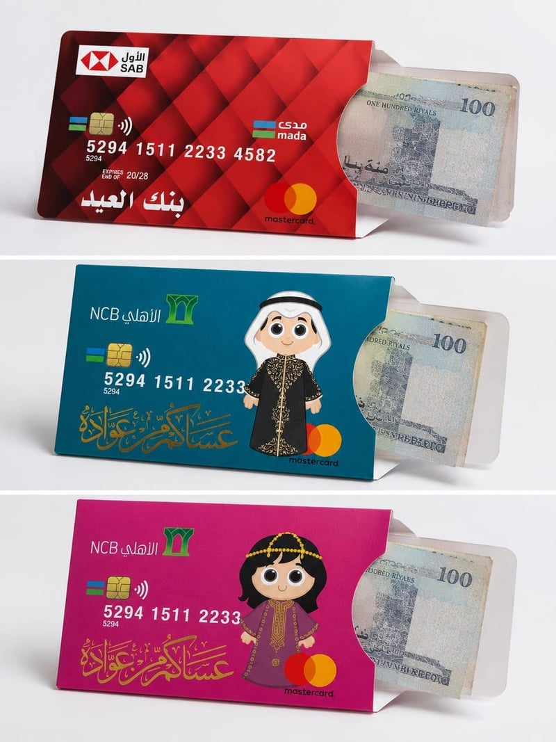 Eid Money Gift Card Set – 10 PCs Mix Color ‘ ’ Festive Cards with Arabic Calligraphy | Perfect for Eidi, Kids’ Rewards, and Holiday Gifting - Image 1