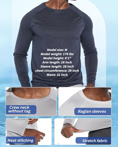 clothin 3 Pack Long Sleeve Shirts for Men/Mens Workout T-Shirts Moisture Wicking Lightweight - Image 3