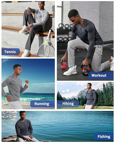 clothin 3 Pack Long Sleeve Shirts for Men/Mens Workout T-Shirts Moisture Wicking Lightweight - Image 2