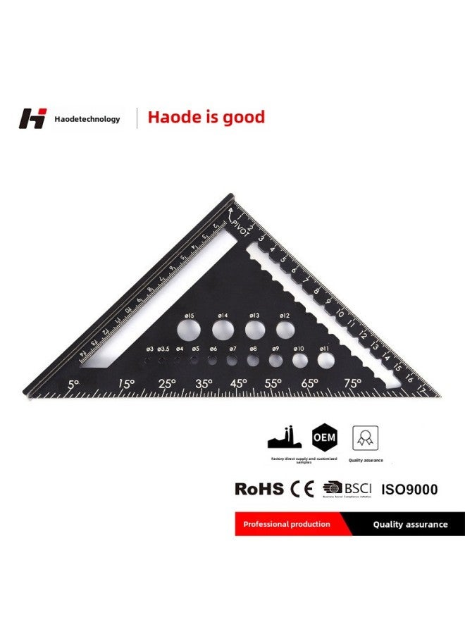 High-precision Triangle Square Right Angle 45-degree Thickened Large Aluminum Alloy Triangle Woodworking Special Angle Ruler Measuring Tool-Model:Gray 7-inch - Image 1