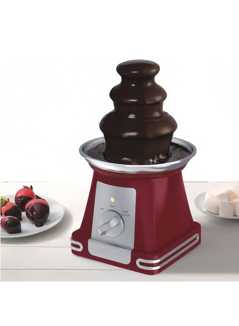 3-Tier Mini Chocolate Fountain, Red Electric Chocolate Fondue Machine, Removable & Easy to Clean, Steering Wheel Control, Perfect for Dipping Fruits, Desserts, Cheese, and Candy - Image 4