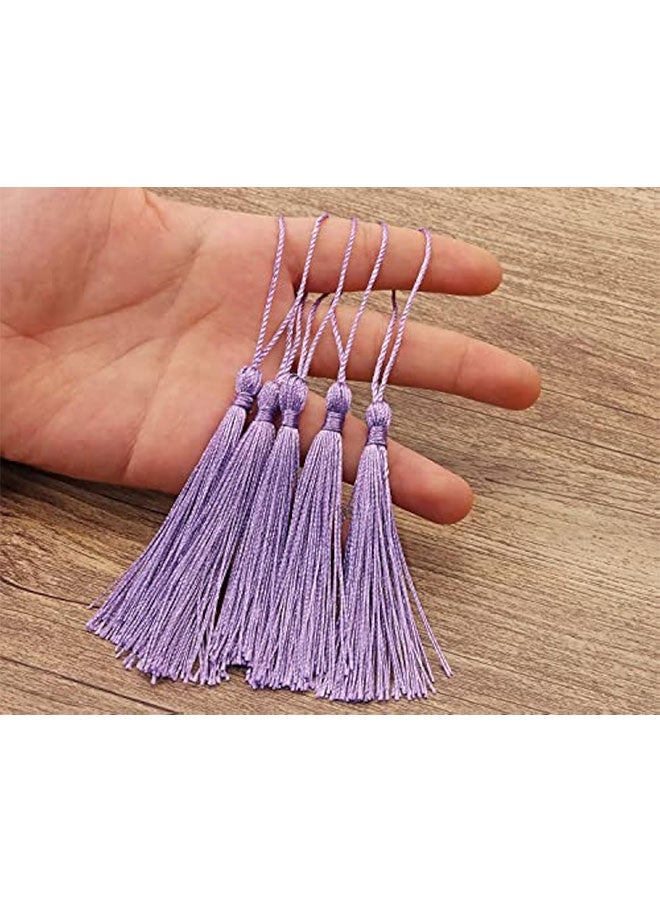 صغيرة الحريرية اليدوية صناعة ناعمة فلوسي علامة مرجعية مع حلقة الحبل لقراط المفاتيح صناعة المجوهرات، تذكارية، التخرج، خياطة الملابس، هدية علامة DIY مشاريع الحرف، 20PCS (أرجواني) - Image 3