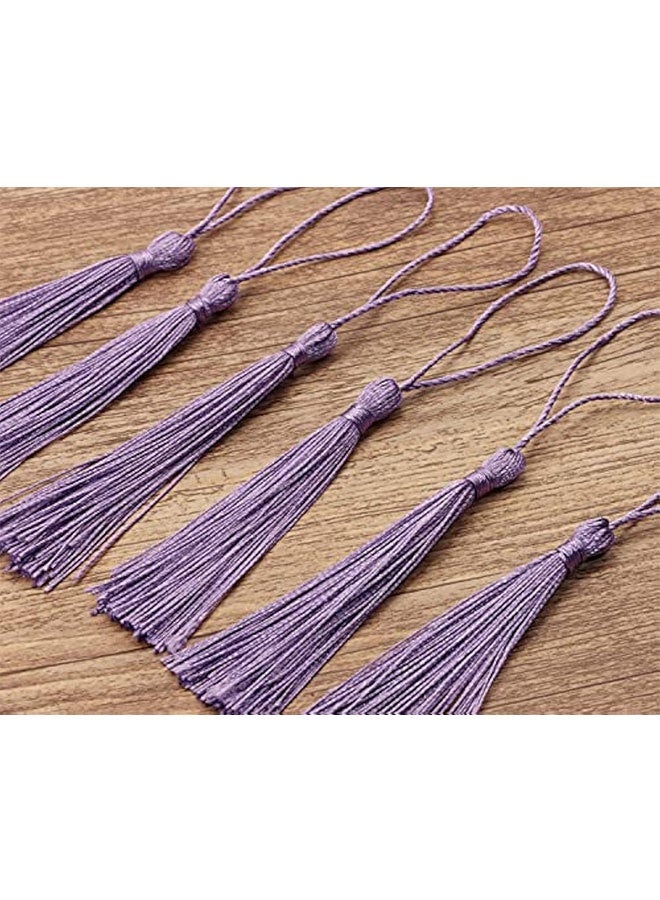 صغيرة الحريرية اليدوية صناعة ناعمة فلوسي علامة مرجعية مع حلقة الحبل لقراط المفاتيح صناعة المجوهرات، تذكارية، التخرج، خياطة الملابس، هدية علامة DIY مشاريع الحرف، 20PCS (أرجواني) - Image 2