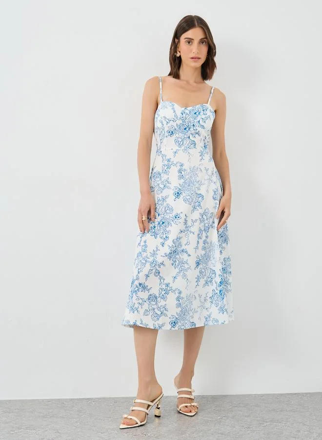 Take Two Take Two Floral Print Sweetheart Neck Cami Midi Dress