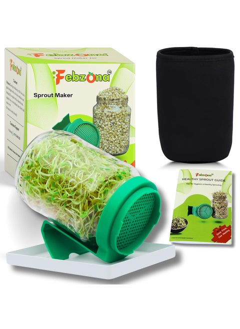 FEBZONA sprout maker sprout jars sprouts maker jar sprout sprouting jar sprout jar sprout maker glass sprouts jar GREEN PACK OF ONE