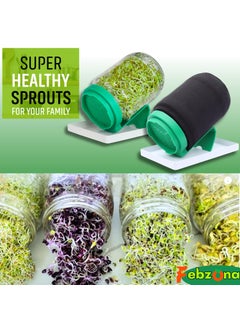 FEBZONA FEBZONA sprout maker sprout jars sprouts maker jar sprout sprouting jar sprout jar sprout maker glass sprouts jar GREEN PACK OF ONE  - Image 2