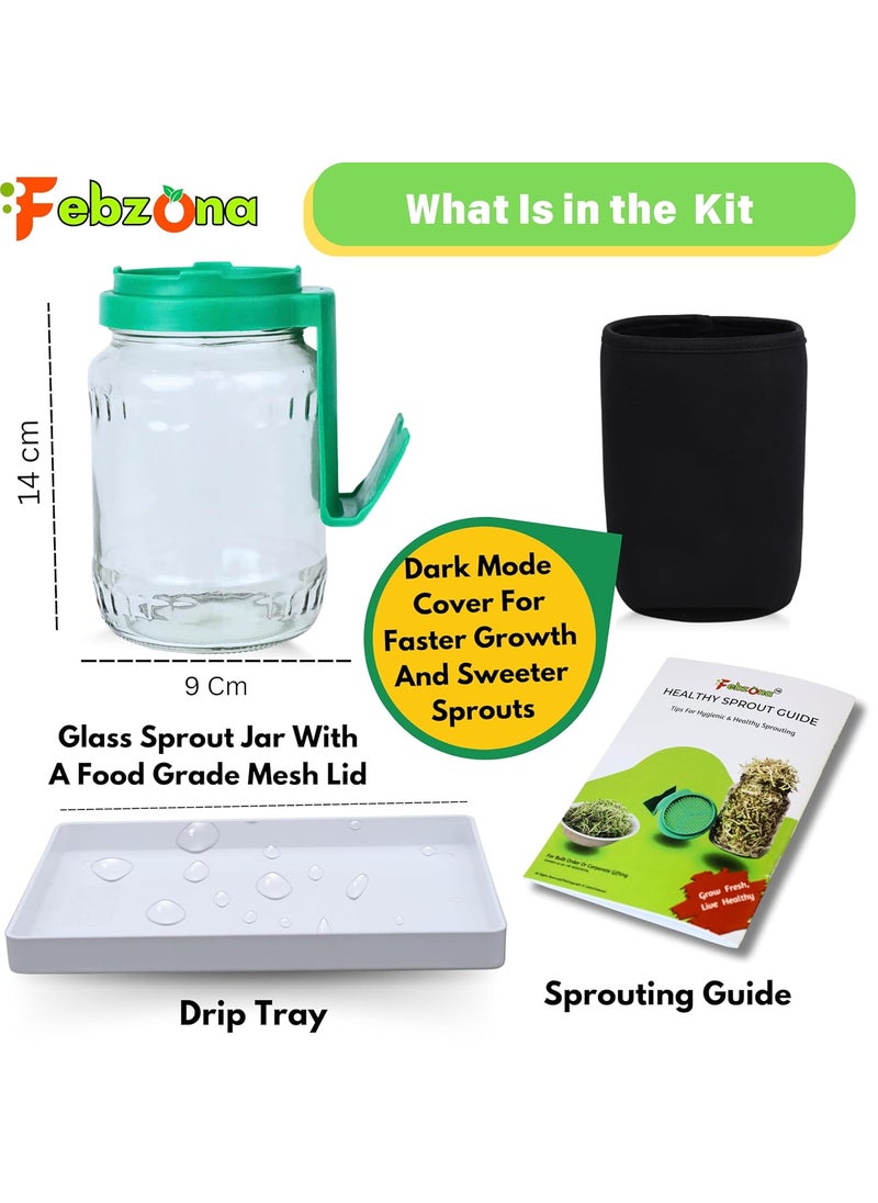 FEBZONA - FEBZONA sprout maker sprout jars sprouts maker jar sprout sprouting jar sprout jar sprout maker glass sprouts jar GREEN PACK OF ONE - Image 1