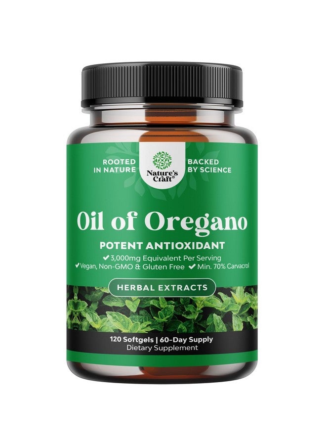 Natures Craft Wild Oregano Oil Softgels - Super Concentrated Softgels Oil of Oregano with Carvacrol 70% for Digestion & Immune Support - Herbal Supplements for Intestine Cleanse, Body Detox & Repair - 120 Ct - Image 1