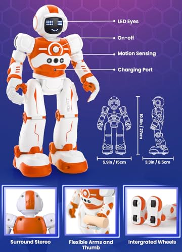 EduCuties Robot Toys for KidsProgrammable Remote Control Smart Walking Dancing Robot Toy with Gesture Sensing for Age 4 5 6 7 8 9 10 Year Old Boys Girls for Birthday PresentOrange - Image 5