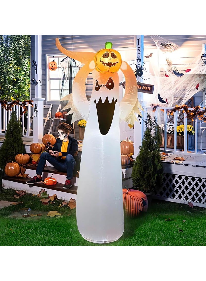 جورونب ديكورات خارجية قابلة للنفخ للعطلات، ديكورات خارجية قابلة للنفخ على شكل أشباح، ديكورات فناء قابلة للنفخ، ديكور شبح قابل للنفخ مع مصابيح LED مدمجة لديكورات العطلات المخيفة (1.8 متر) - Image 1