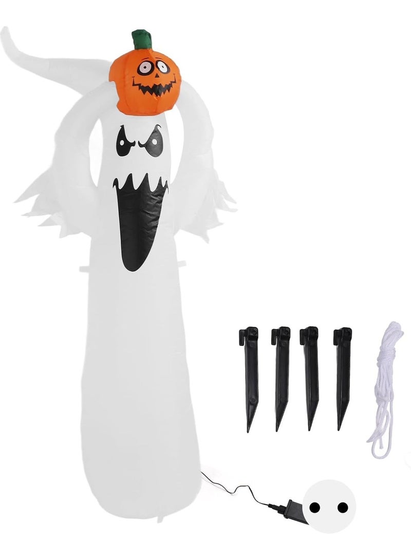 جورونب ديكورات خارجية قابلة للنفخ للعطلات، ديكورات خارجية قابلة للنفخ على شكل أشباح، ديكورات فناء قابلة للنفخ، ديكور شبح قابل للنفخ مع مصابيح LED مدمجة لديكورات العطلات المخيفة (1.8 متر) - Image 3