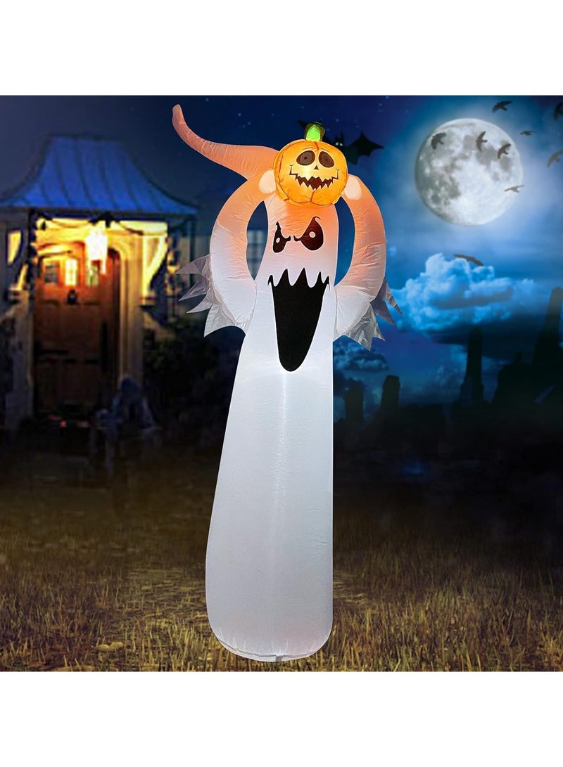 جورونب ديكورات خارجية قابلة للنفخ للعطلات، ديكورات خارجية قابلة للنفخ على شكل أشباح، ديكورات فناء قابلة للنفخ، ديكور شبح قابل للنفخ مع مصابيح LED مدمجة لديكورات العطلات المخيفة (1.8 متر) - Image 4