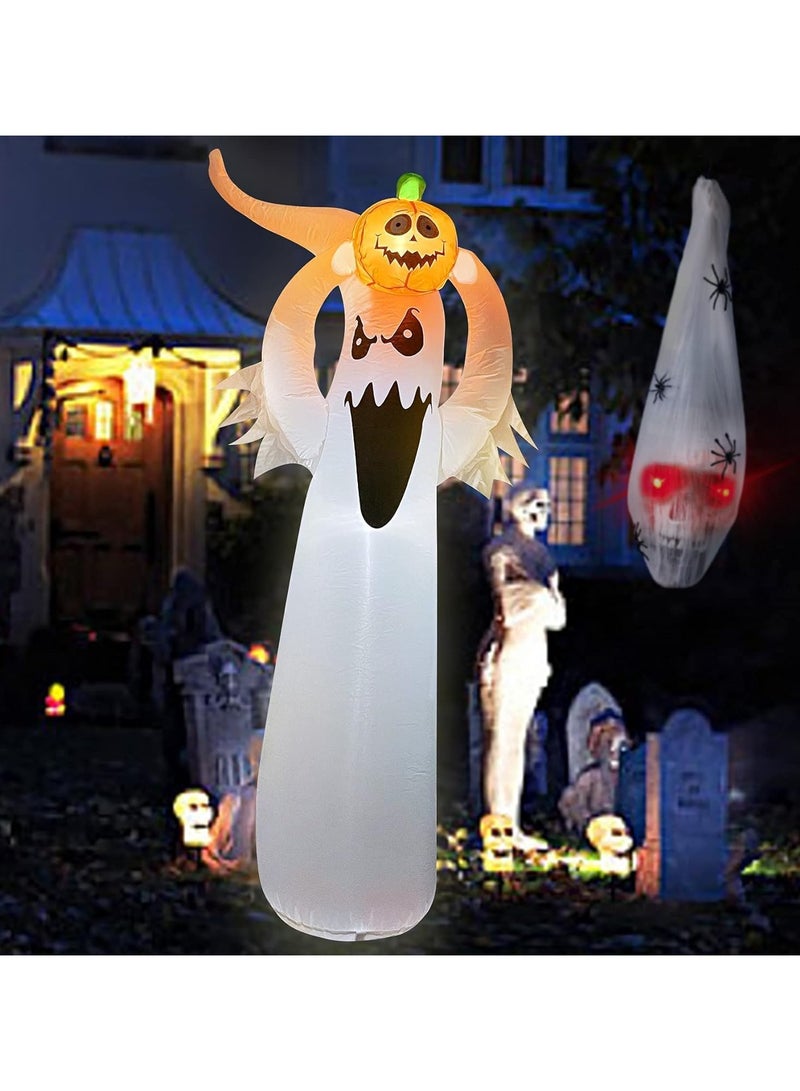جورونب ديكورات خارجية قابلة للنفخ للعطلات، ديكورات خارجية قابلة للنفخ على شكل أشباح، ديكورات فناء قابلة للنفخ، ديكور شبح قابل للنفخ مع مصابيح LED مدمجة لديكورات العطلات المخيفة (1.8 متر) - Image 5