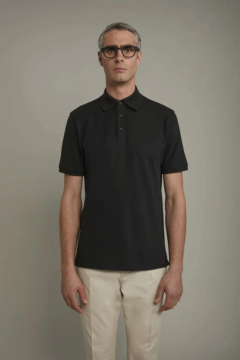 Men's short sleeve polo shirt 100% piquet cotton regular fit - Forest Green