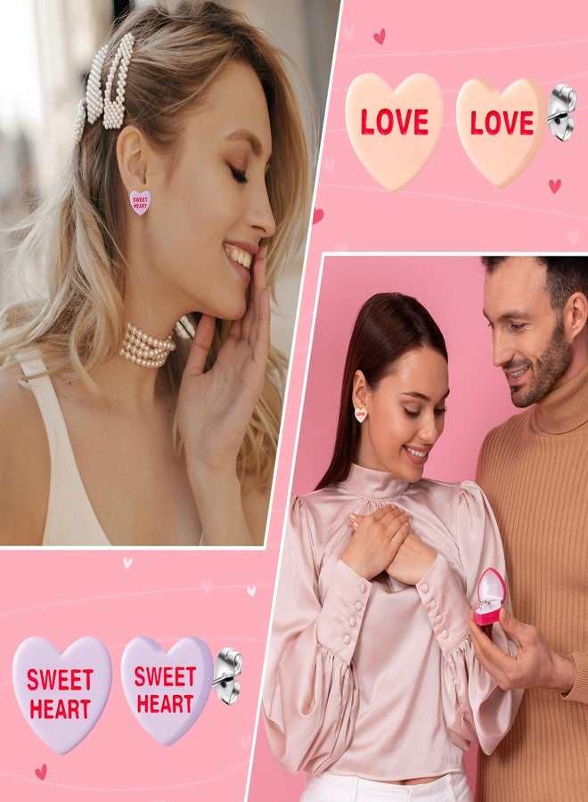 Xqumoi مجموعة أقراط Xqumoi المكونة من 30 قطعة، بتصميم قلوب حلوى، هدية مثالية لعيد الحب، مصنوعة من الراتنج، مع قلادة على شكل قلب، مصنوعة من الفولاذ المقاوم للصدأ المضاد للحساسية. - Image 5