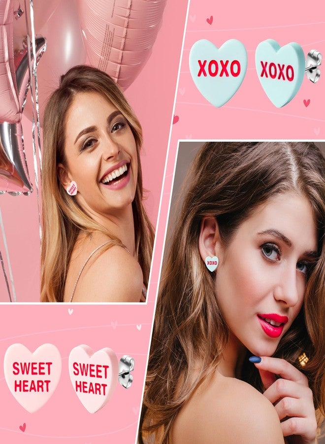 Xqumoi مجموعة أقراط Xqumoi المكونة من 30 قطعة، بتصميم قلوب حلوى، هدية مثالية لعيد الحب، مصنوعة من الراتنج، مع قلادة على شكل قلب، مصنوعة من الفولاذ المقاوم للصدأ المضاد للحساسية. - Image 4