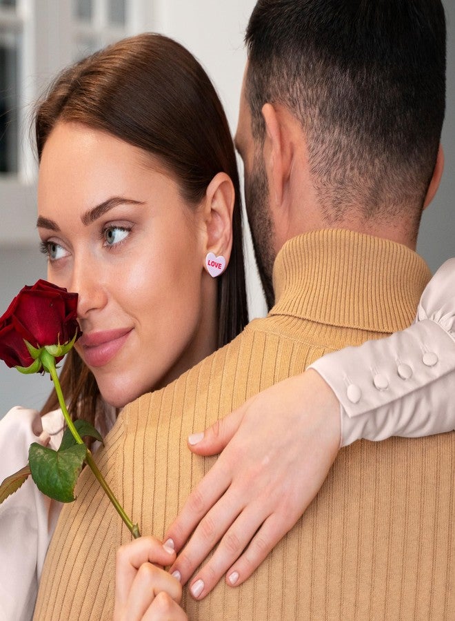 Xqumoi مجموعة أقراط Xqumoi المكونة من 30 قطعة، بتصميم قلوب حلوى، هدية مثالية لعيد الحب، مصنوعة من الراتنج، مع قلادة على شكل قلب، مصنوعة من الفولاذ المقاوم للصدأ المضاد للحساسية. - Image 3