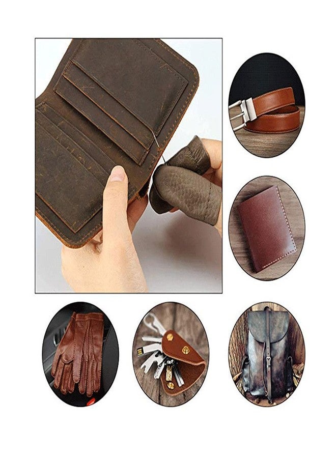 SUKPSY 3 Pairs Leather Finger Protector Thimble Hand Sewing Thimble Finger Guards Pads for Hand Craft Sewing Needlework Needle Felting Knitting(Random Color) - Image 3