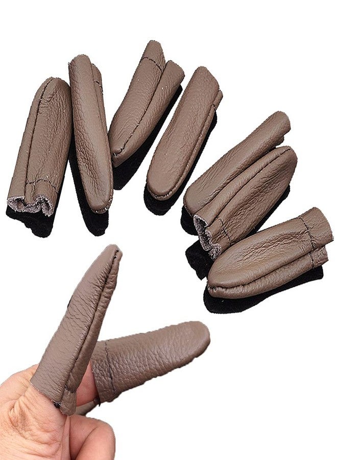 SUKPSY 3 Pairs Leather Finger Protector Thimble Hand Sewing Thimble Finger Guards Pads for Hand Craft Sewing Needlework Needle Felting Knitting(Random Color) - Image 1