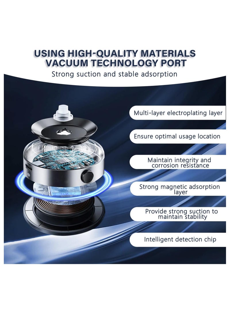 Vacuum Magnetic Phone Holder, a 360 ° Rotating Magnetic Car Mounted Double-Sided Phone Holder, Suitable for Driving, Makeup, Fitness,Compatible with Metal, Glass Surfaces, Walls (Silvery)  - Image 4